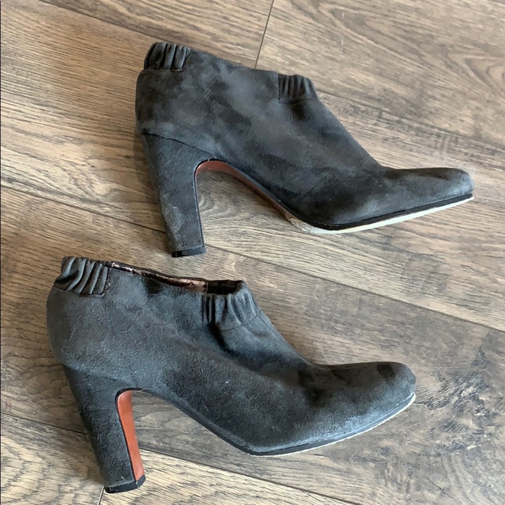 Charcoal Gray Suede heel bootie